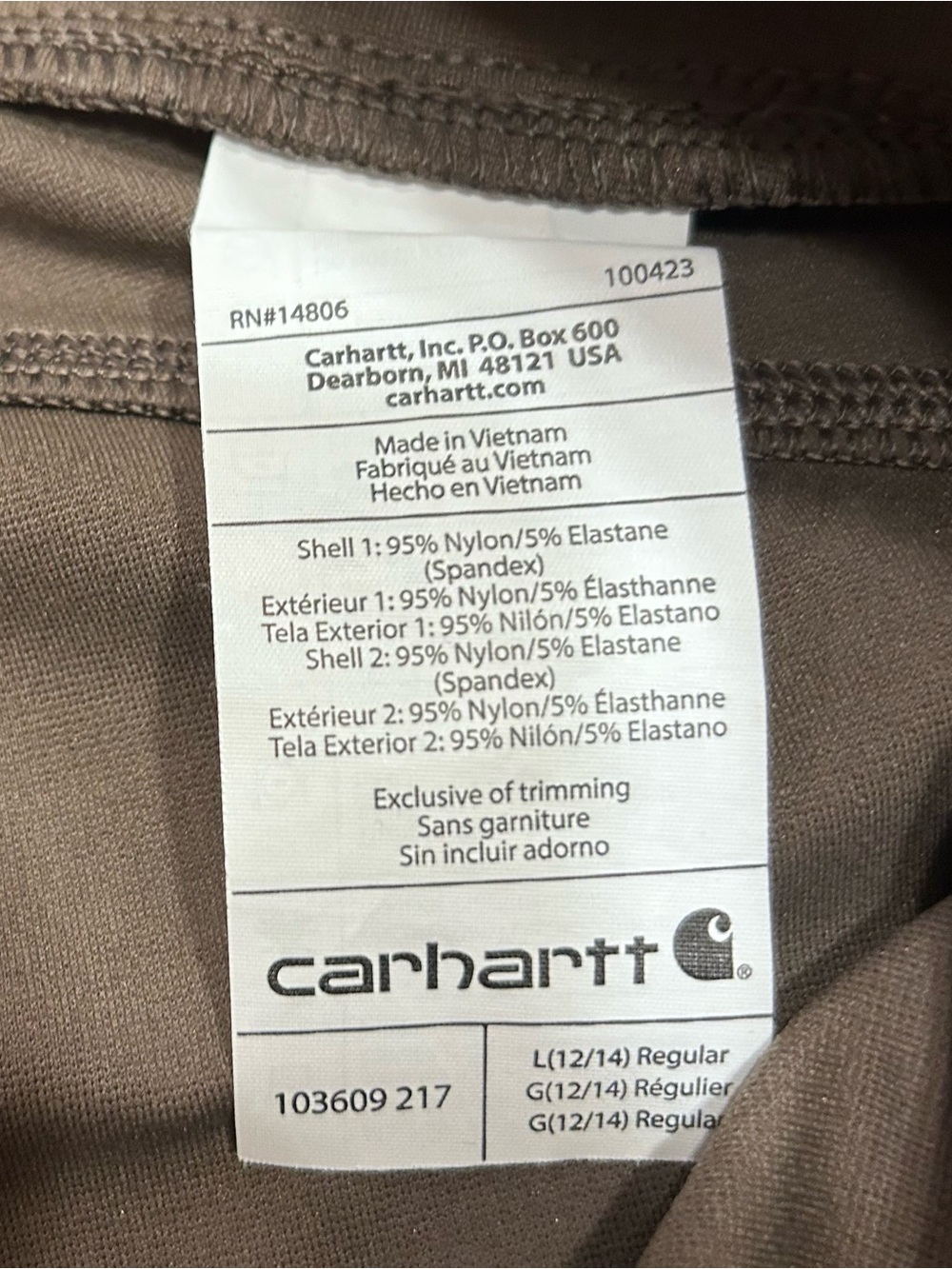 Carhartt Utility Leggings Size Large (12-14) Tarmac Olive Green Force Fitted - Picture 10 of 11